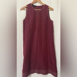 Lafayette 148 New York Burgundy A-Line dress with silver thread on top pit 16